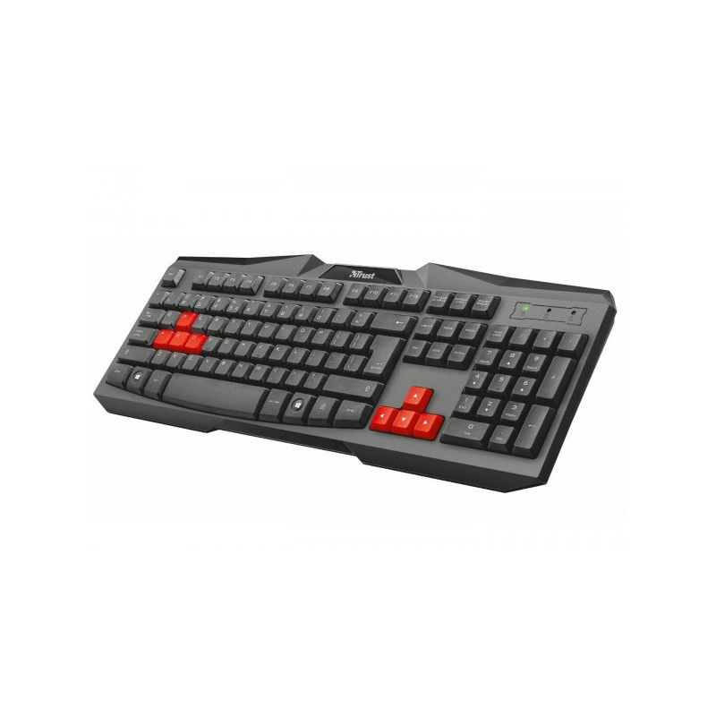 TRUST - Teclado USB ZIVA QWERTY NEGRO - ROJO