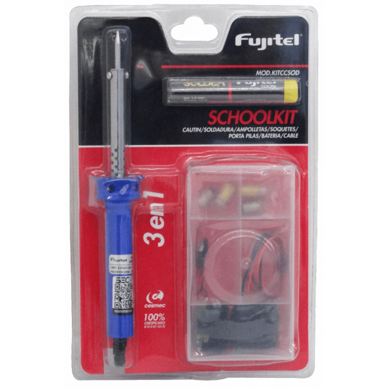 FUJITEL -  KIT Cautin-25W Soldadura Porta-Pila Accesorios